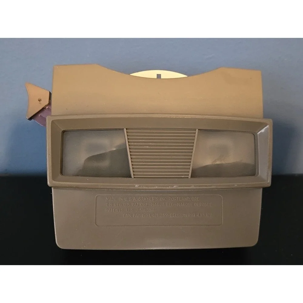 Vtg Sawyer's View-Master Viewer Tan Brown WORKS‎ USA Mt. Vernon Reel